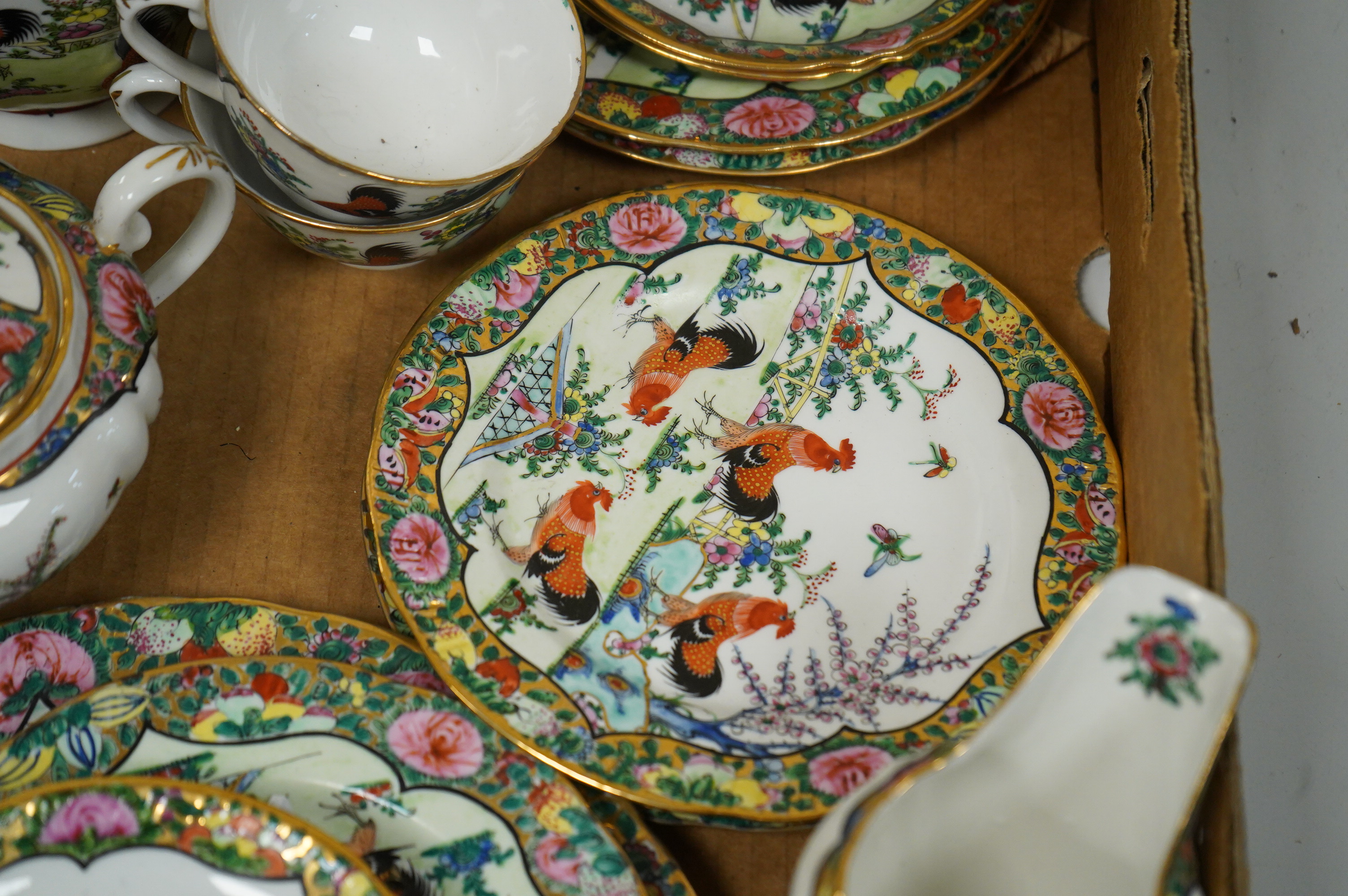 A Chinese Canton enamel teaset